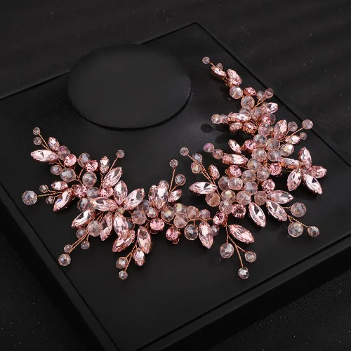 Miniatura 6 de Teyglen Diadema de cristal para el cabello de boda, con cuentas de diamantes de imitación rojos, hecha a mano, rojo, rosa, azul, negro, flores