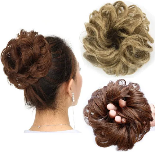 Miniatura 9 de Cabello sintético despeinado, grueso, extensiones para coleta, cabello recogido