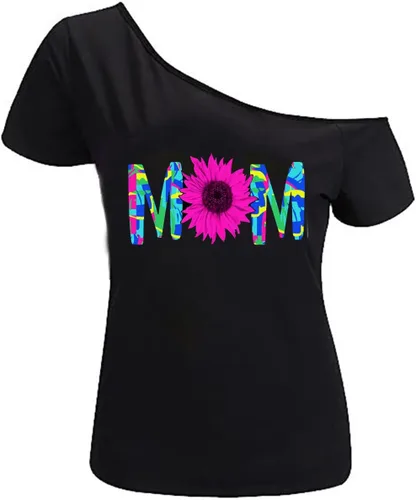 Miniatura 88 de MAGICMK - Camiseta casual para mujer, con estampado de labios y hombro descubierto, talla extragrande