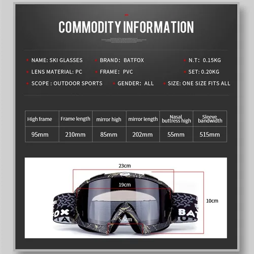 Zsling OTG - Gafas de esquí y nieve, protección UV, antivaho y snowboard para hombres, mujeres y jóvenes Negro