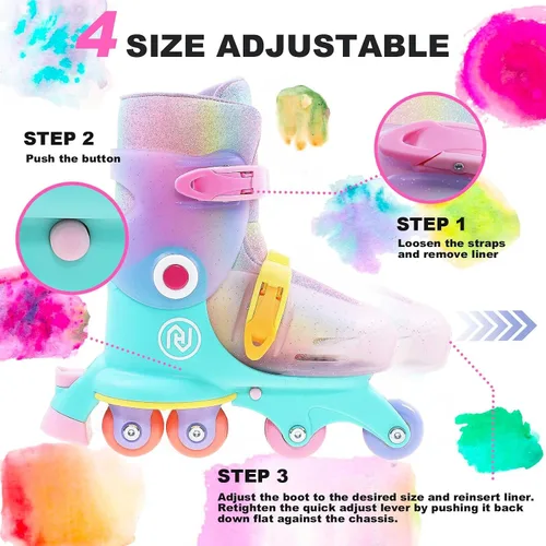 Miniatura 3 de JajaHoho Roller Skates for Kids, Adjustable Convertible 2-in-1 Skates, Age 3-7,Junior Size 7-12, Tri-Wheels to Inline Skates, Light up Wheel, Inline