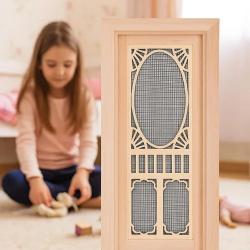 Miniatura 5 de 1:12 Mini modelo de muebles de casa de muñecas, puerta de pantalla para casa de muñecas, abedul para puertas de casa de muñecas DIY