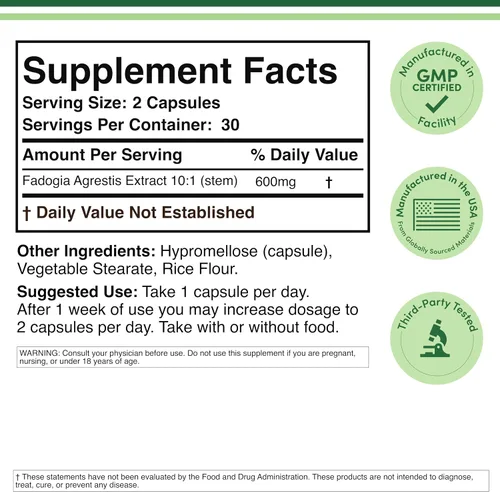 Miniatura 4 de Fadogia Agrestis 600mg Per Serving (60 Capsules) Powerful Extract to Support Athletic Performance (Third Party Tested, Non-GMO, Vegan, Gluten Free)