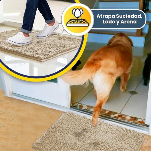 Miniatura 3 de Muddy Mat® Mostrado en la televisión - Tapete de microfibra súper absorbente para puerta de perro para patas fangosas, antideslizante y lavable