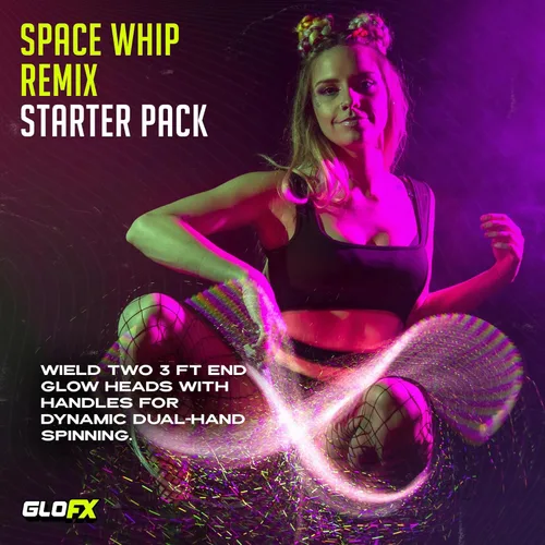 Miniatura 2 de GloFX Space Whip Remix Fibra óptica LED programable giratoria de 360° Accesorio rave para fiestas, espectáculos de luz, festivales de música
