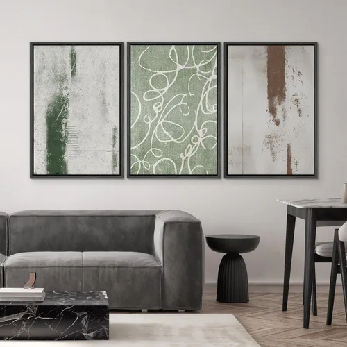 Miniatura 339 de SIGNWIN Lienzo enmarcado para pared, arte con pinceladas de flujo neutro en tonos beige abstractos, ilustraciones, arte moderno, decorativo