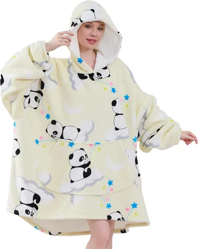 Miniatura 23 de Moinlizy - Sudadera con capucha tipo manta extragrande, portátil con capucha y bolsillo, de grueso sherpa, para mujeres y hombres adultos