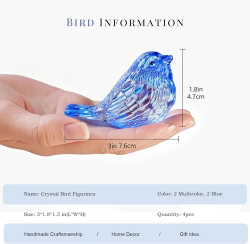Miniatura 3 de HDCRYSTALGIFTS 4 figuras coloridas de pájaros de cristal, figuras coleccionables de animales de 3 pulgadas, regalos para mujeres, amantes
