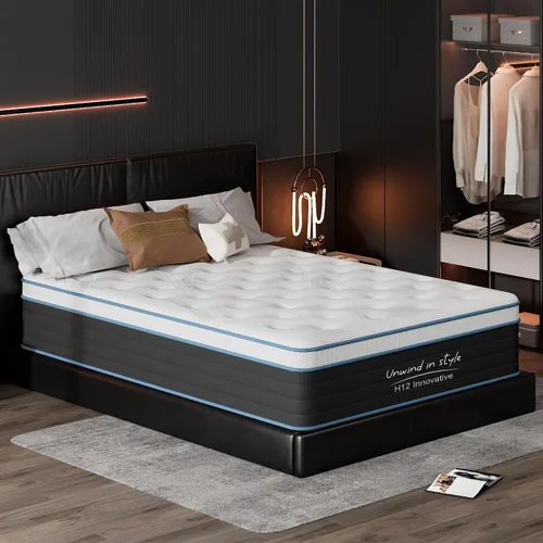 Miniatura 10 de sogesfurniture Queen 8" Gel Memory Foam Hybrid Mattress with Pocket Springs Medium-Firm Bed Cooling Airflow Mesh Motion Isolation Spinal Alignment