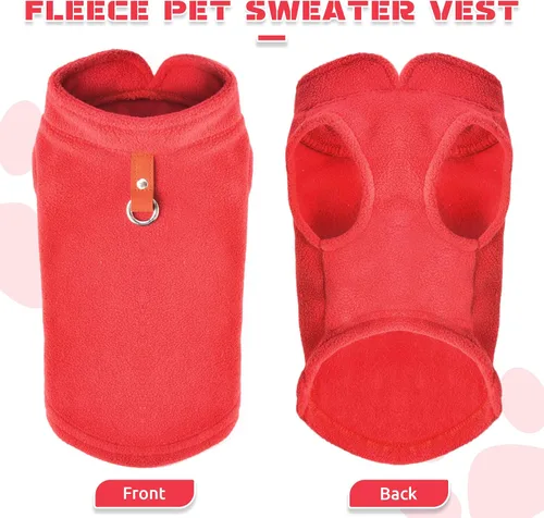 Miniatura 6 de PETCARE Suéter para Perro Pequeño Chaleco de Vellón para Gato Chaqueta Suave para Perro con Anilla en O para Correa Abrigo Cálido de Invierno