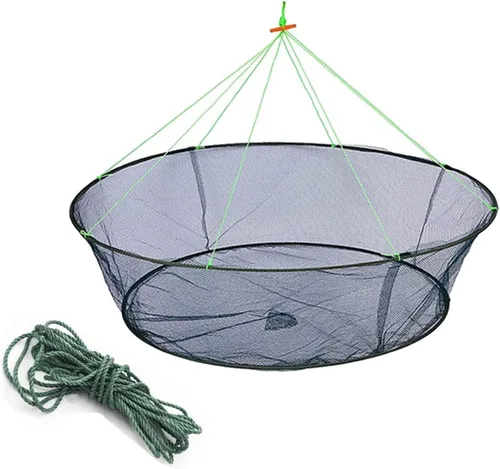 Red de pesca plegable Red de cangrejo de jaula de fundición a mano para pescado Camarones Minnow cangrejo de río