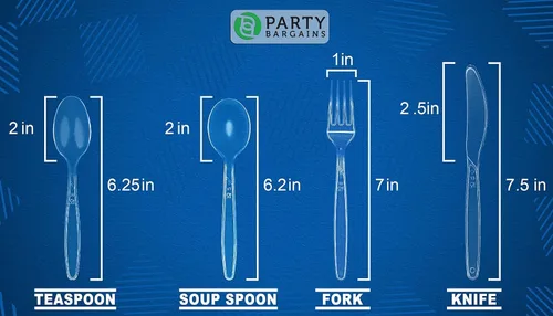 Miniatura 3 de Party Bargains Juego de cubiertos desechables Color: zafiro transparente 400 piezas: 100 cucharaditas, 100 cucharaditas, 100 cucharas soperas, 100