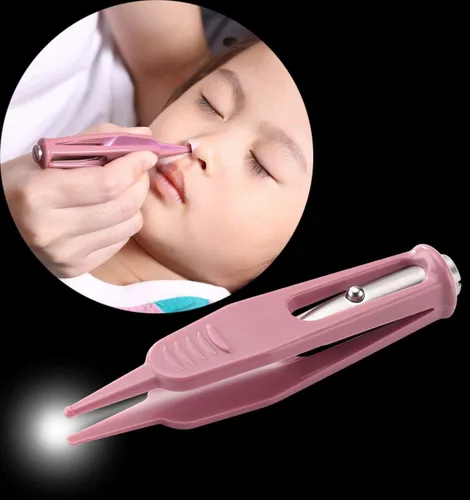 Miniatura 4 de Pinzas de limpieza de nariz para bebés con luz LED, cabeza redonda, segura y eficaz, cuidado del clip, herramienta de limpieza de oreja, nariz