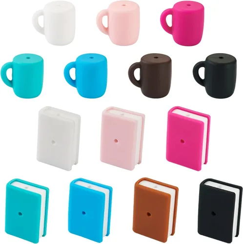 Miniatura 16 de Craftdady 20 cuentas de números de silicona de 0.531 in, números blancos y negros, 0-9, cuentas focales redondas para bolígrafos, manualidades