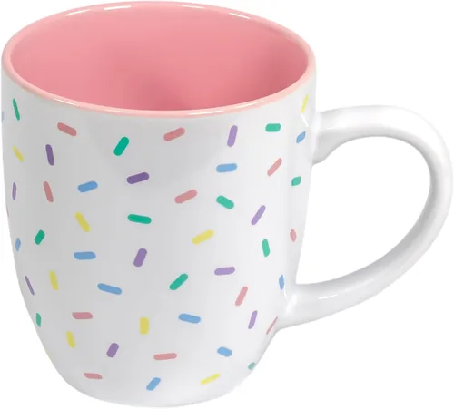 Linda Taza de Café Rosa Pastel con Chispas | Taza de Café de Pastel de Cumpleaños de Regalo | Gran Taza de Cerámica Blanca | Tazas de Café de Helado