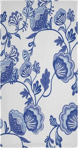 Miniatura 7 de susiyo Juego de 2 toallas de mano de estilo chinoiserie con estampado de flores azules, toallas de baño decorativas súper suaves y altamente