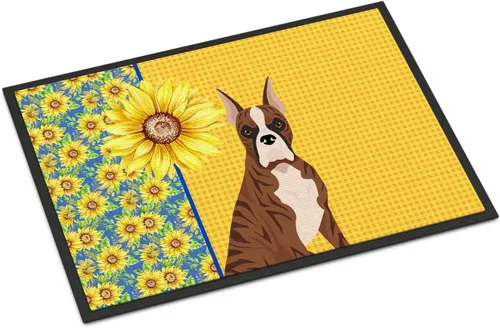 Miniatura 373 de Caroline's Treasures WDK5313MAT Airedale Terrier - Tapete para puerta delantera de 18 x 27 pulgadas, diseño de girasoles de verano, para entrada
