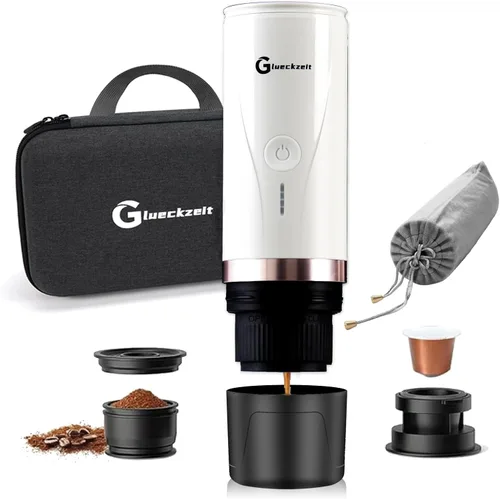 Miniatura 7 de Cafetera eléctrica portátil de café expreso, autocalentadora para viajes en automóvil, para acampar con tipo C, adecuada para café molido y cápsulas