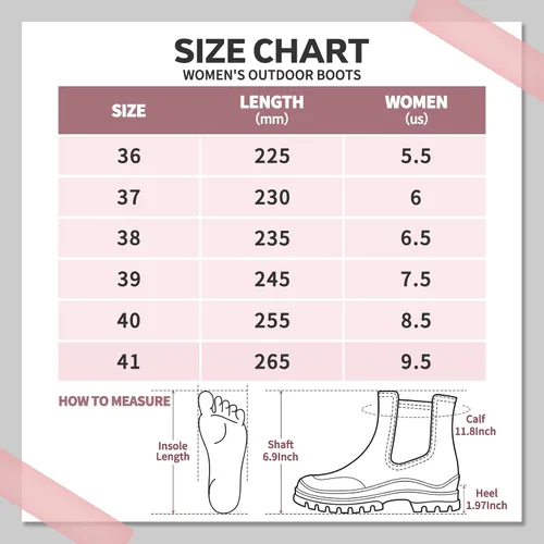 Miniatura 8 de Hsttgsr Botas de lluvia para mujer, cómodos botines elásticos para adultos, botas Chelsea de tacón medio a la moda, impermeables, antideslizantes