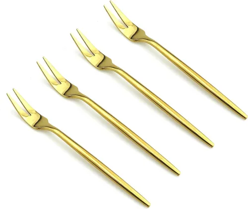 JASHII Juego de 4 utensilios de acero inoxidable para servir de acero inoxidable 18/10 pulido con espejo de lujo Tenedor de frutas