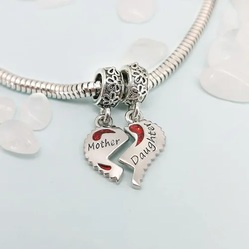 Miniatura 3 de GMXLin Abalorio de madre e hija para pulseras de amor, corazón, madre, mamá, regalo de cumpleaños de hija y hijo