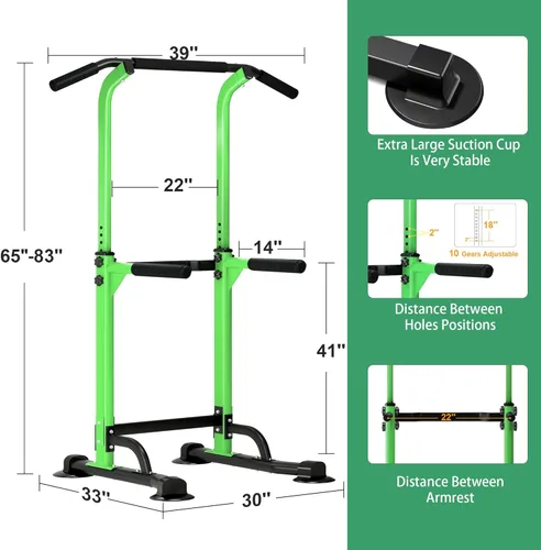 Miniatura 4 de DlandHome Power Tower Pull Up Dip Station Multi-Function Fitness Equipment for Strength Training Adjustable Height Dip Stand for Home Gym Verde