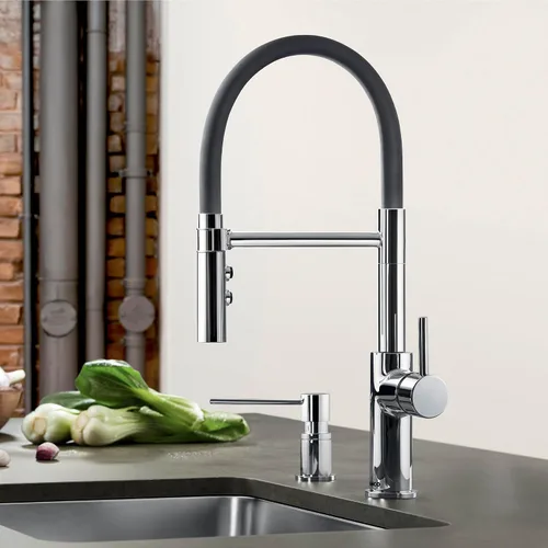 Miniatura 8 de BLANCO 402447 CATRIS Flexo Semi-Pro Pull-Down Grifo De Cocina De Arco Alto 1.5 GPM - Cromo