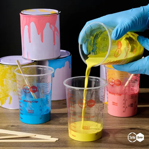 Miniatura 5 de Vasos mezcladores de resina de 20 onzas, diseño fácil de separar, paquete de 100 vasos de mezcla de plástico PP graduados para resina epoxi, pintura