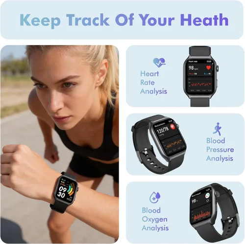 Miniatura 3 de YMS Reloj inteligente Android para mujer, llamada Bluetooth, compatible con Android e iOS, pantalla HD de 2.0 pulgadas, rastreador de frecuencia