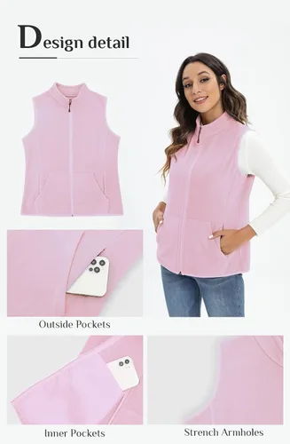 Miniatura 6 de Xeoxarel Chaleco de forro polar para mujer con 6 bolsillos (XS-2XL)