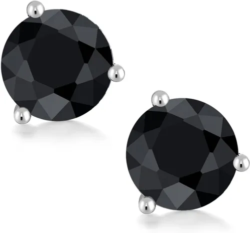 Miniatura 184 de Gem Stone King Aretes de oro de 14 quilates, 0.236 in, piedra natal redonda, Martini, 3 puntas, aretes de oro para mujer