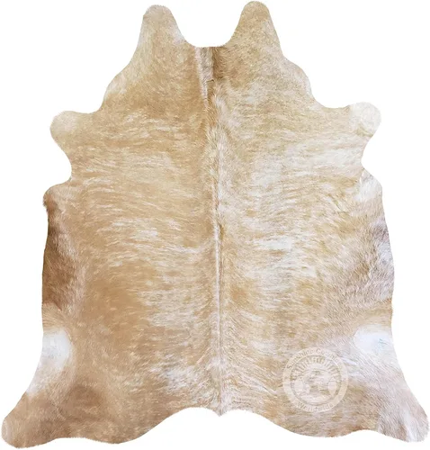 Sunshine Cowhides Alfombra exótica de piel de vaca palomino 100% auténtica, color beige, alfombra de estilo moderno y alfombra para sala de estar,