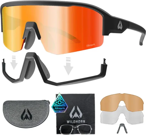 Miniatura 8 de Wildhorn Radke - Lentes de ciclismo MTB, UV400, gafas de sol deportivas de esquí y correr para mujeres y hombres, gafas de béisbol con 3 lentes