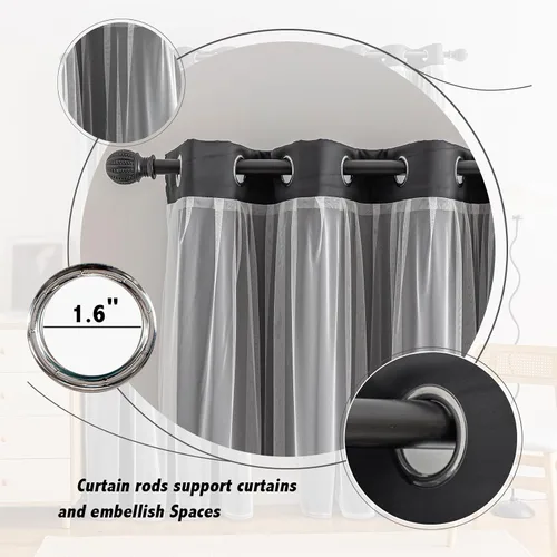 Miniatura 2 de Anytime Cortinas opacas y transparentes para ventana, par de paneles de cortinas lisas con ojales en la parte superior, 35 pulgadas de ancho x 63