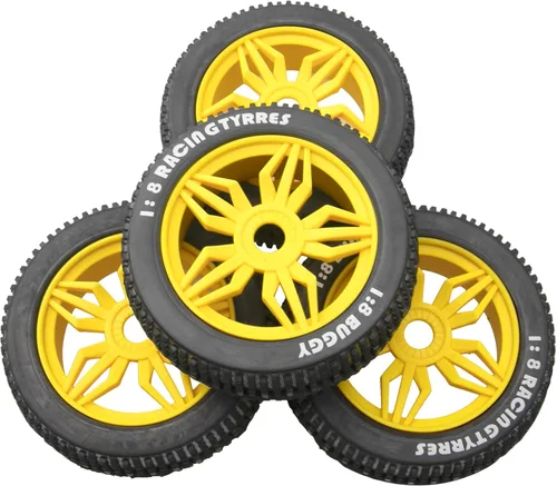 Miniatura 5 de ShareGoo OD 4.52 pulgadas 1/8 RC Buggy neumáticos de goma con 5 radios llanta de plástico hexagonal de 0.669 in compatible con Arrma Kyosho Exceed