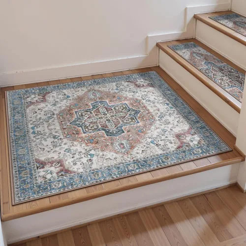 Miniatura 24 de OJIA Alfombra antideslizante para peldaños de madera, alfombra de aterrizaje con respaldo de goma, alfombras de seguridad suaves para la familia