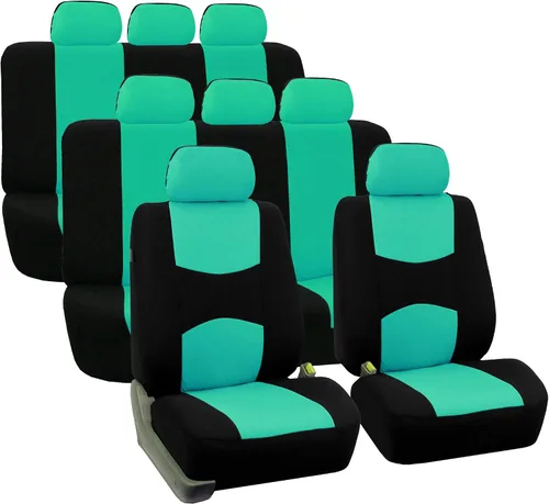Miniatura 12 de TLH Fundas de Asiento de Coche de Tela Plana Beige 3 Filas, 8 Asientos, Fundas de Asiento Automotrices Universales Accesorios para Coches, Camiones
