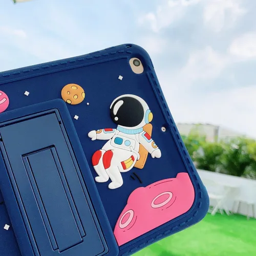 Miniatura 7 de Funda para Samsung Galaxy Tab A7 Lite de 8.7 pulgadas T220/T225, funda de silicona con patrón de astronautas de cosmonautas con colgante con cordón