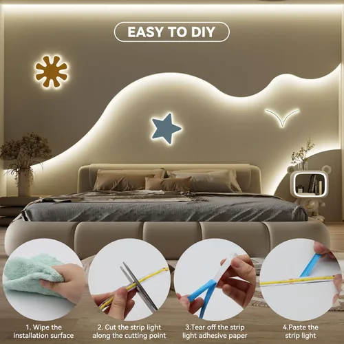 Miniatura 5 de MIWISE Tira de luz LED COB 20 pies/6.1m, CRI 90+ Luz blanca cálida 2700K Alta luminosidad súper brillante Flexible DC24V Tira de luz LED