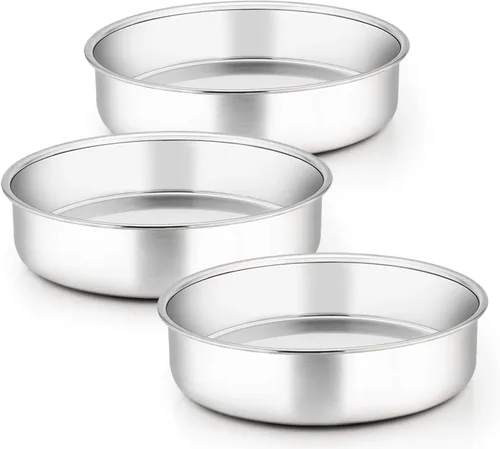 Miniatura 10 de TeamFar Molde para Pastel de 4 Pulgadas, Mini Molde para Pastel Juego de Moldes Pequeños Redondos para Hornear de Acero Inoxidable, Para Hornear