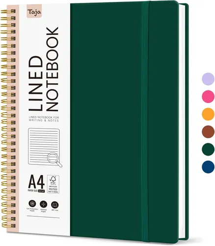 Miniatura 19 de Taja Cuaderno con forro en espiral, cuadernos de 8.5 x 11 pulgadas para trabajo, diario grande A4 para mujeres y hombres, cuaderno de diario