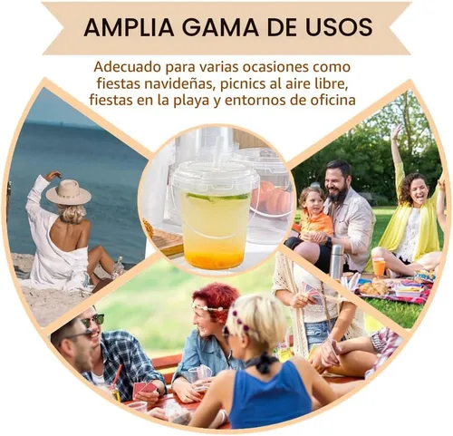 Miniatura 5 de Qsqwsuye 15 juegos de vasos de plástico desechables con tapa y pajita, 34 onzas reutilizables y adecuados para viajes al aire libre, embalaje