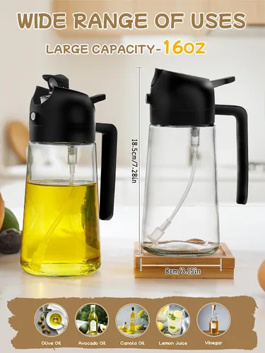 Miniatura 5 de Utensilios de cocina pulverizador de aceite para cocinar, 2 piezas, dispensador de aceite para cocina, dispensador de aceite 2 en 1 y rociador