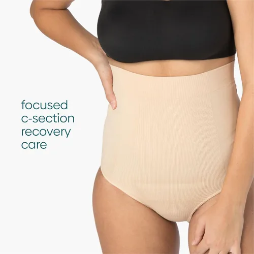 Miniatura 3 de UpSpring Ropa interior posparto de cintura alta con control de abdomen para mujer, color nude/negro, talla S-XX grande