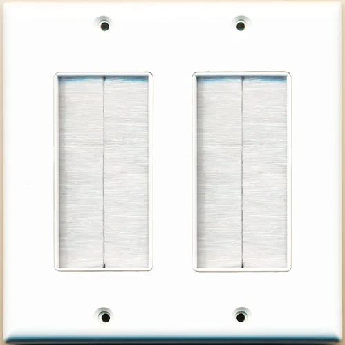 Miniatura 6 de RiteAV - Placa de pared de una sola banda con cerdas de cepillo - Blanco [ahora se adapta a cables más grandes]