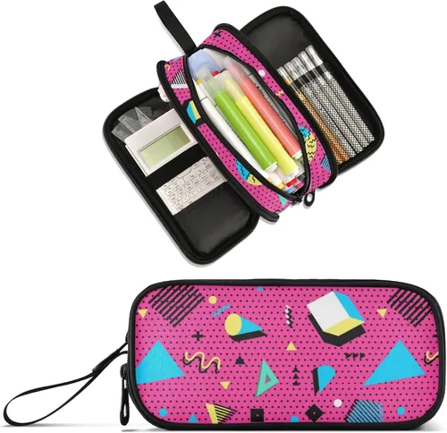 Estuche para lápices de gran capacidad de los años 80 y 90, bolsa para lápices, oficina, escuela, bolsa grande para bolígrafos con almacenamiento,