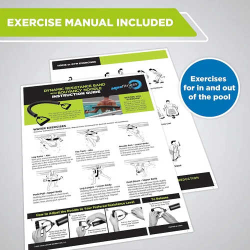 Miniatura 5 de Aqua Leisure Banda de resistencia dinámica para fitness, ejercicio acuático, entrenamiento en la piscina, fideos de fitness, longitud 34 pulgadas