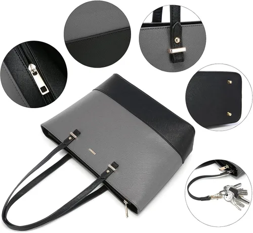Miniatura 5 de Juego de 3 bolsas de mano para mujeres bolsa tipo tote para llevar colgada del hombro, bolso satchel y bolso hobo