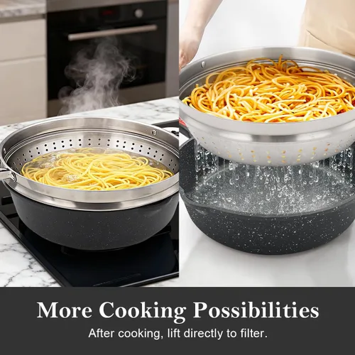 Miniatura 2 de Sartén antiadherente de 12 pulgadas con vaporizador, sartén profunda de 5 cuartos de galón con tapa, utensilios de cocina para cocinar, mango