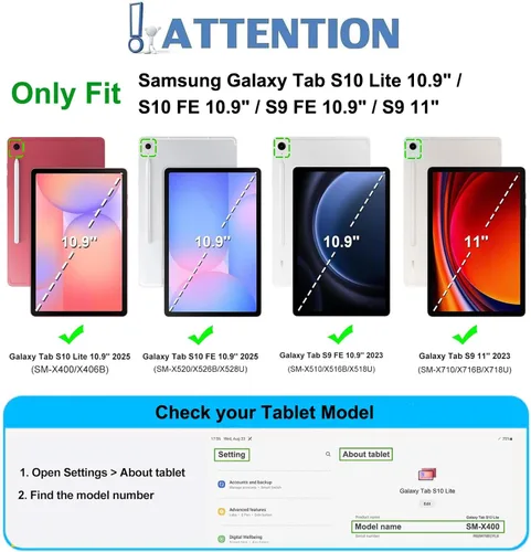 Miniatura 2 de Funda de teclado con protector de pantalla para Samsung Galaxy Tab S10 FE/ S9 FE 5G 10.9 pulgadas/Tab S9 11 pulgadas con soporte para S Pen